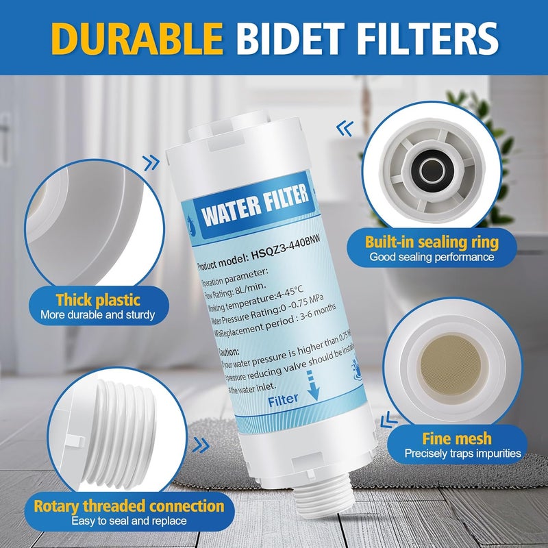 Anglechic 2 Pack Bidet Water Filter and Adapter for Electric Bidet Toilet Seats, Reduce Mineral Deposits & Soften Hard Water, Essential Protection for Smart Toilet, Compatible with 1/2", 3/8", 1/4" Hoses - Image 4
